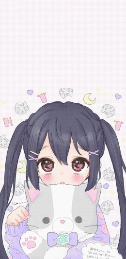 [2436x1125]日系 动漫 萝莉 猫咪 可爱 苹果手机动漫壁纸图片