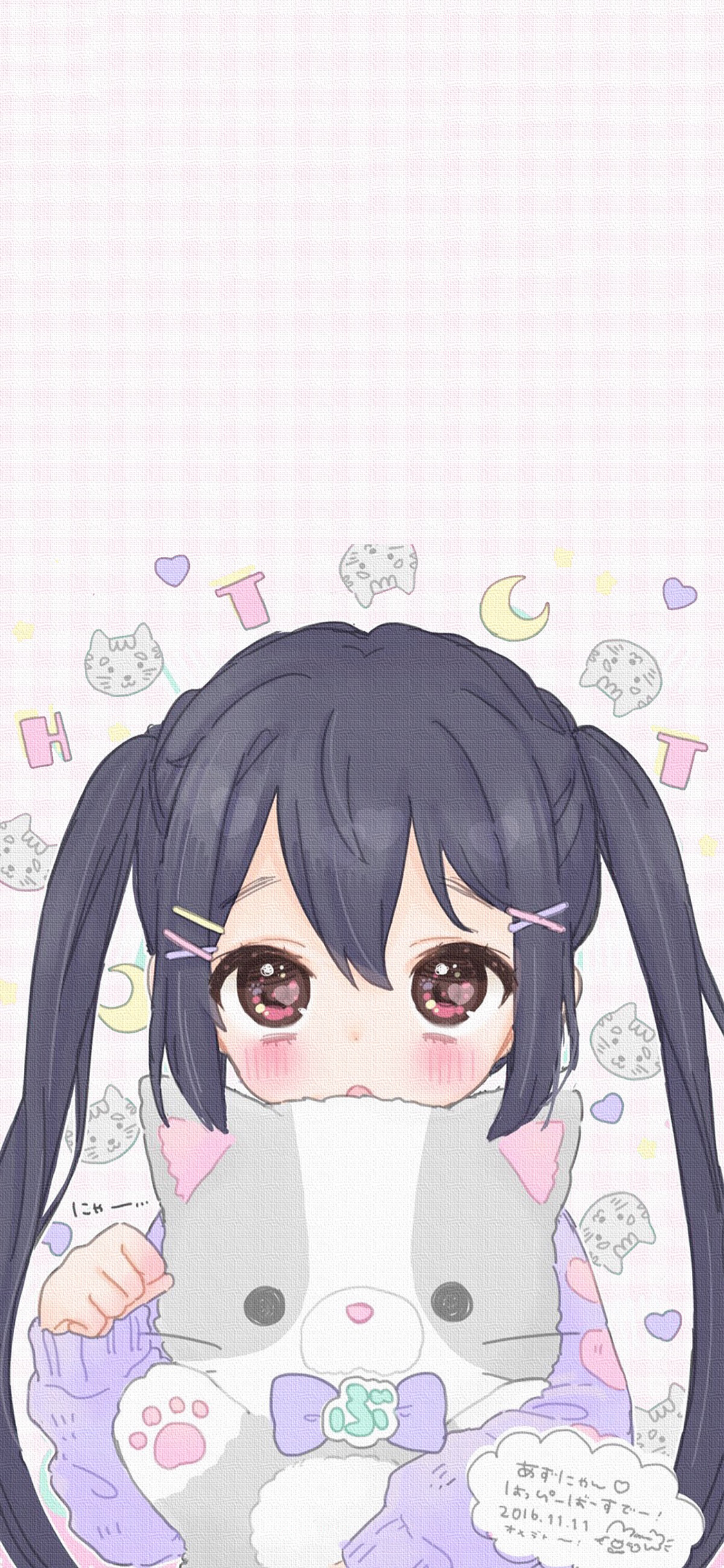 [2436×1125]日系 动漫 萝莉 猫咪 可爱 苹果手机动漫壁纸图片