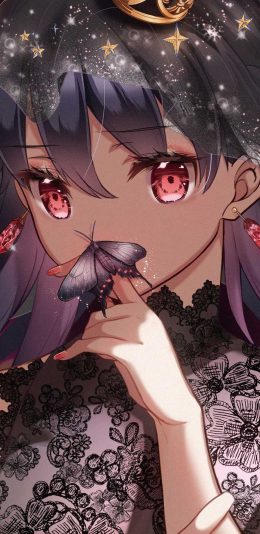 [2436x1125]日系 动漫少女 二次元 蝴蝶 苹果手机动漫壁纸图片