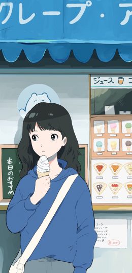 [2436x1125]日系 动漫少女 文艺 苹果手机动漫壁纸图片