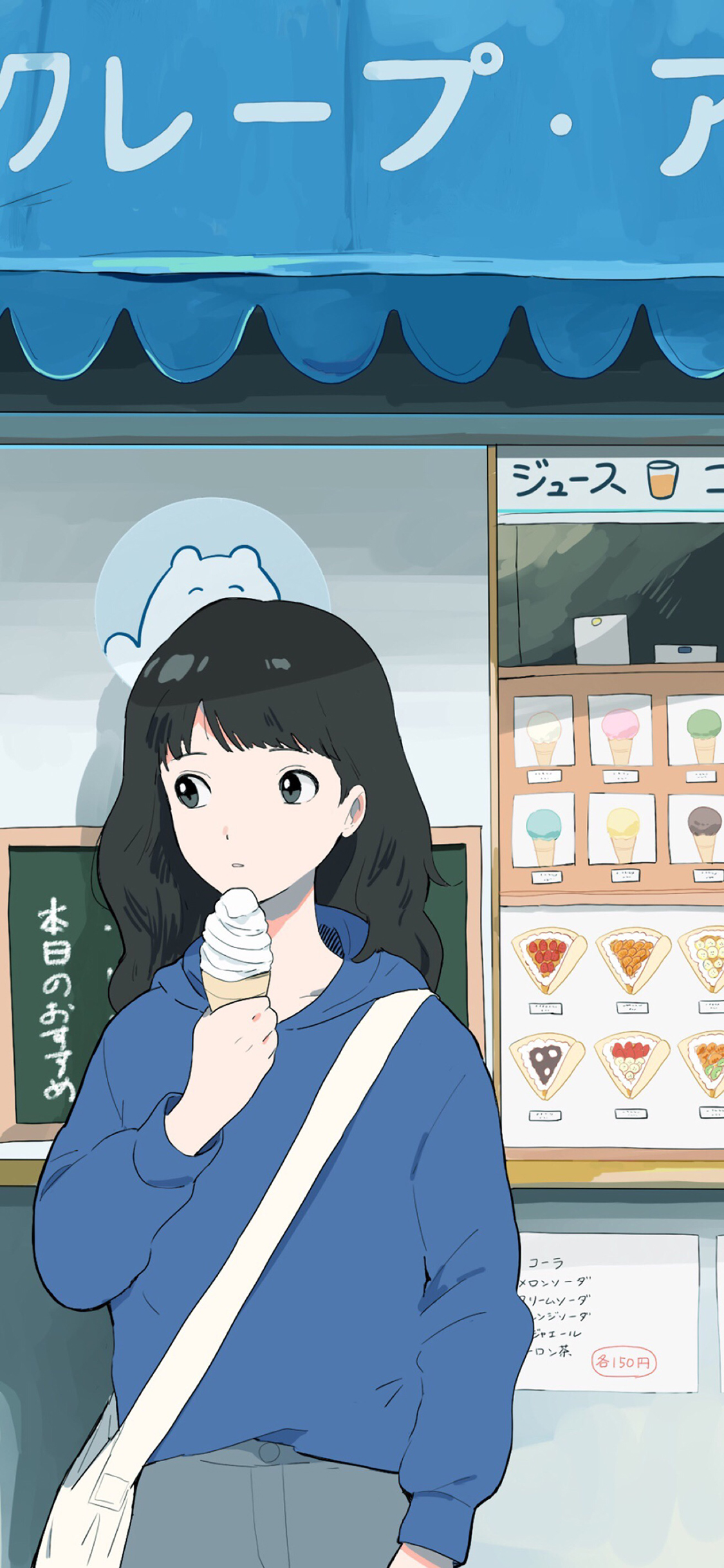 [2436×1125]日系 动漫少女 文艺 苹果手机动漫壁纸图片