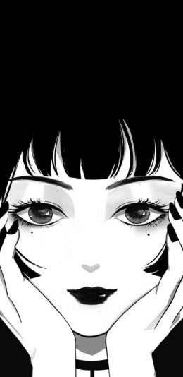 [2436x1125]日系 动漫少女 暗黑系 公主切 苹果手机动漫壁纸图片