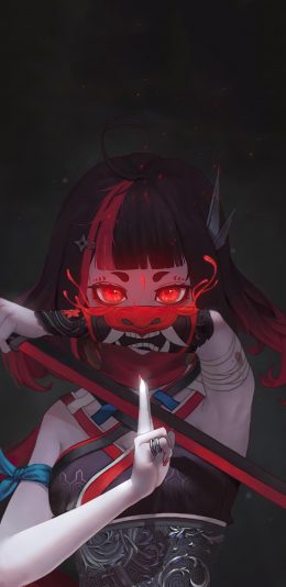 [2436x1125]日系 忍者 般若 二次元 苹果手机动漫壁纸图片