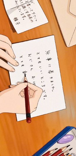 [2436x1125]日系 插图 书信 和风 苹果手机动漫壁纸图片