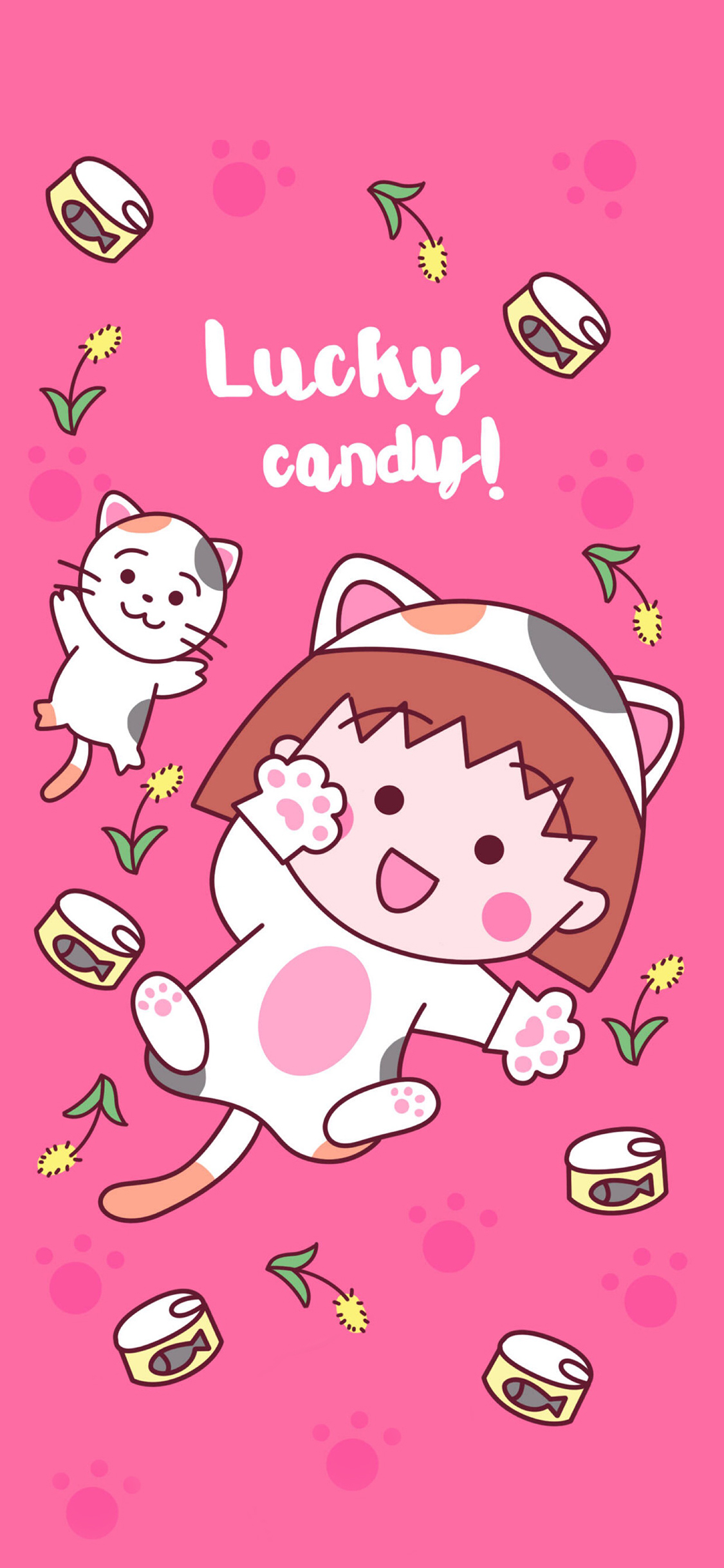 [2436×1125]日系 樱桃小丸子 lucky candy 苹果手机动漫壁纸图片
