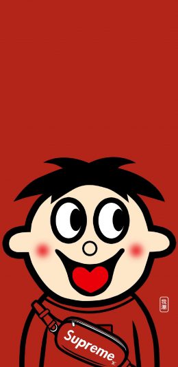 [2436x1125]旺仔 旺旺 红色 supreme 品牌 苹果手机动漫壁纸图片