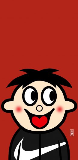 [2436x1125]旺仔 旺旺 红色 耐克 品牌 苹果手机动漫壁纸图片