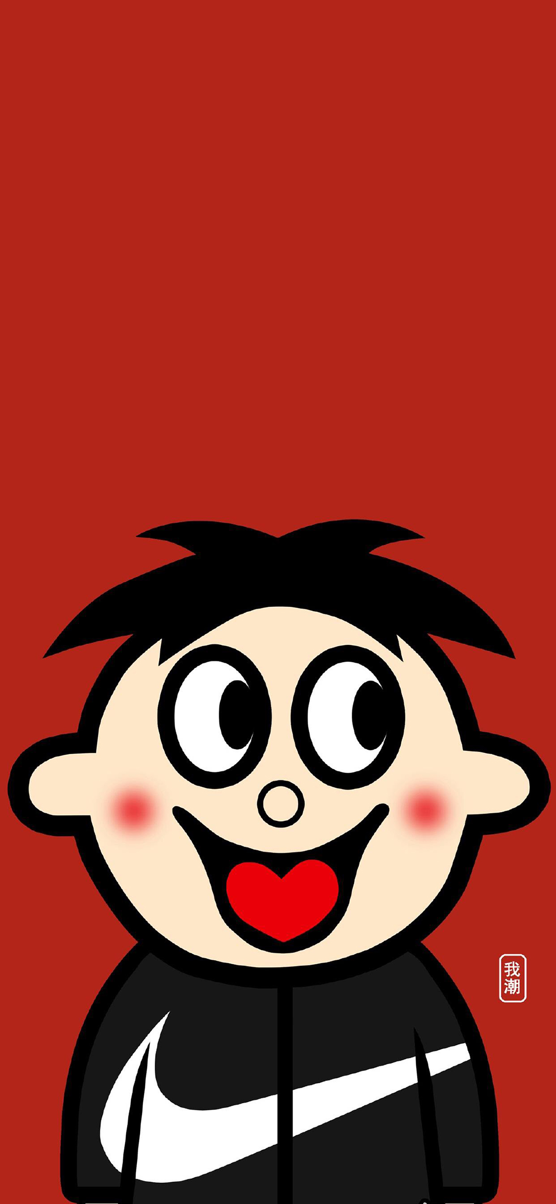 [2436×1125]旺仔 旺旺 红色 耐克 品牌 苹果手机动漫壁纸图片