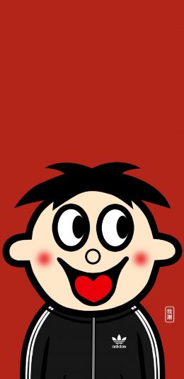 [2436x1125]旺仔 旺旺 红色 阿迪达斯 品牌 苹果手机动漫壁纸图片