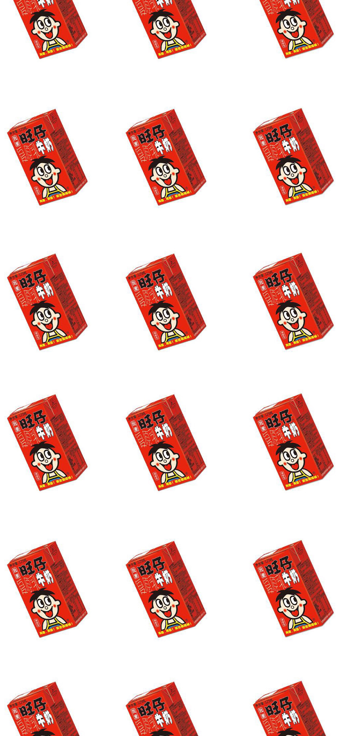 [2436×1125]旺仔 牛奶 卡通 平铺 苹果手机动漫壁纸图片