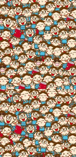 [2436x1125]旺仔牛奶 卡通 旺仔 密集 苹果手机动漫壁纸图片