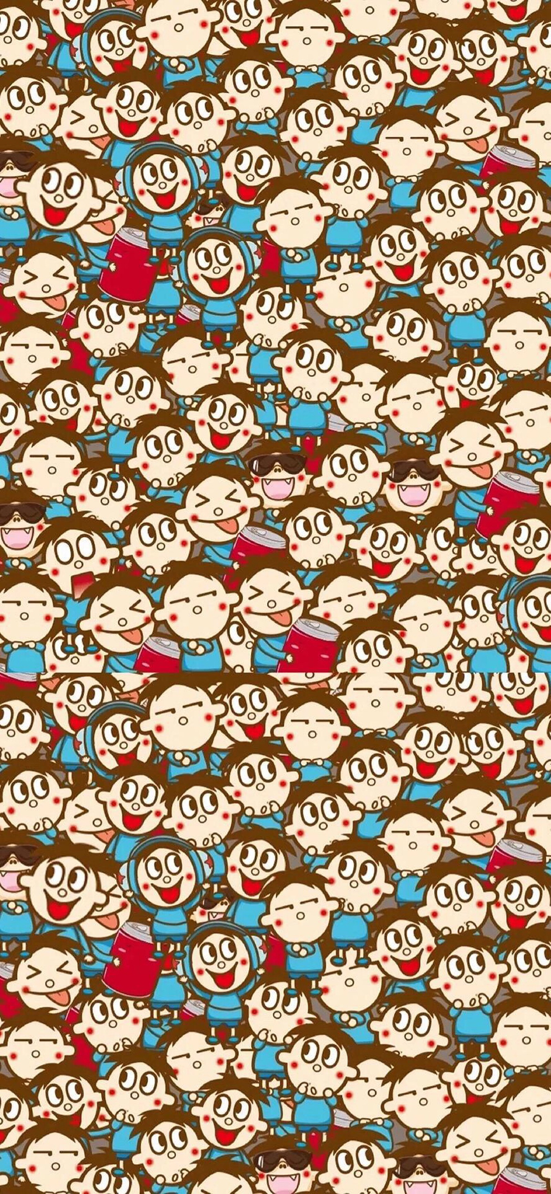 [2436×1125]旺仔牛奶 卡通 旺仔 密集 苹果手机动漫壁纸图片