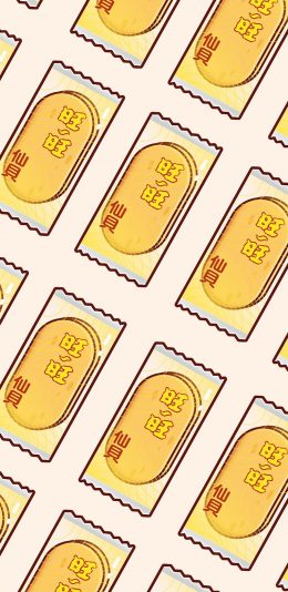 [2436x1125]旺旺 仙贝 卡通 平铺 苹果手机动漫壁纸图片
