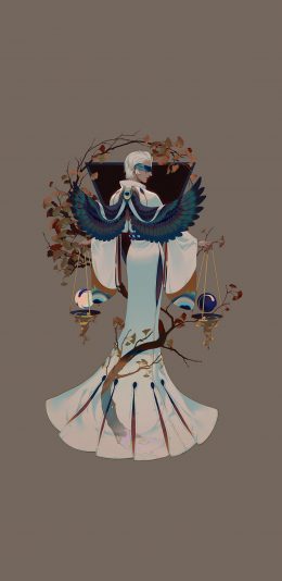 [2436x1125]星座 天秤座 插图 翅膀 苹果手机动漫壁纸图片
