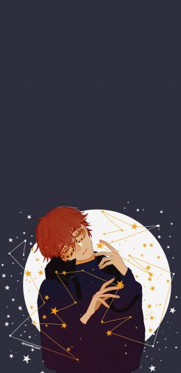 [2436x1125]星座 男孩 星星 漫画 二次元 苹果手机动漫壁纸图片