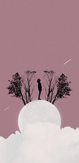 [2436x1125]星空 任务 月球 流星 苹果手机动漫壁纸图片