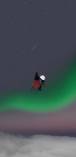 [2436x1125]星空 极光 插图 梦幻 苹果手机动漫壁纸图片