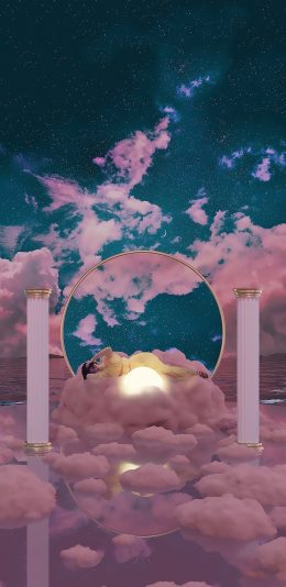 [2436x1125]星空 油画 人物 合成 梦幻 苹果手机动漫壁纸图片