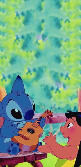 [2436x1125]星际宝贝 史迪仔 626实验品 吉他 苹果手机动漫壁纸图片