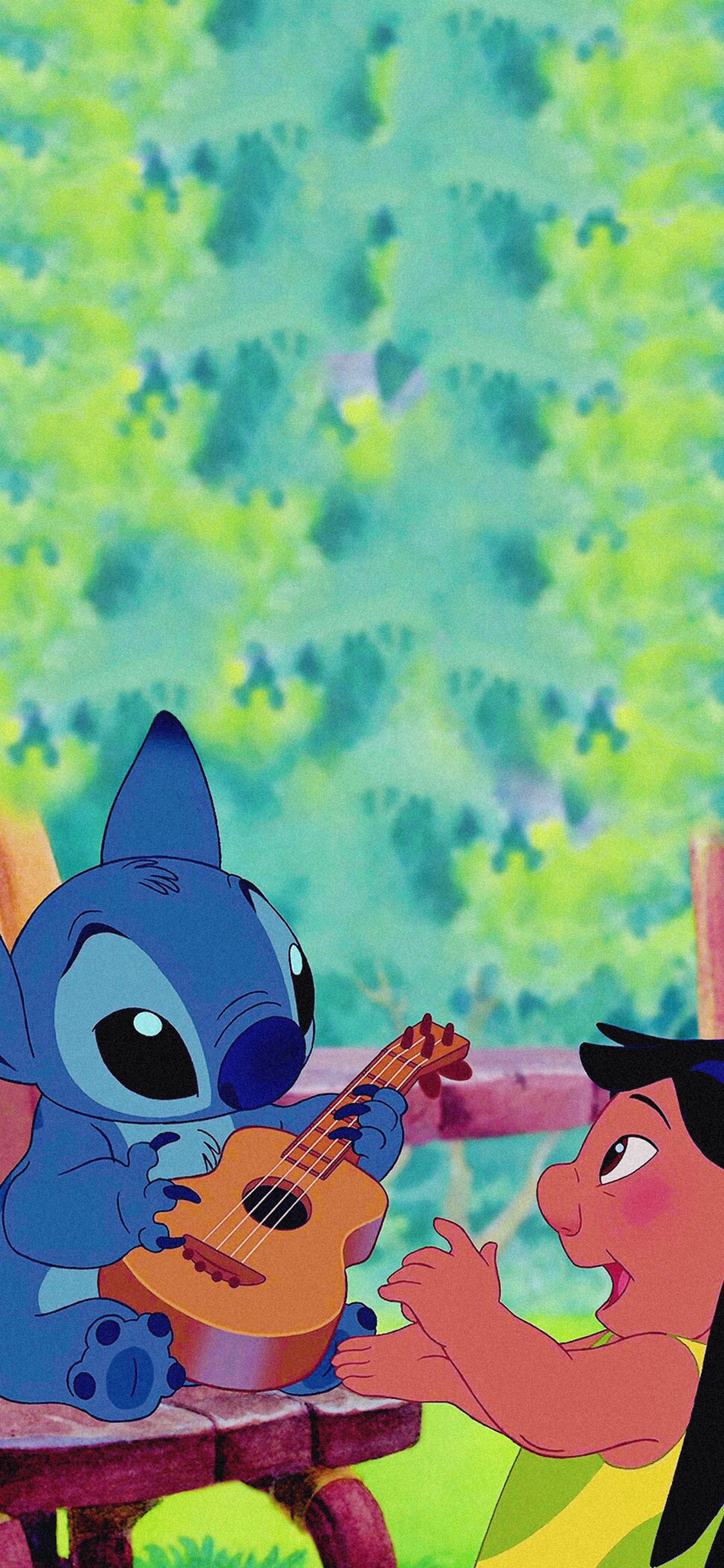 [2436×1125]星际宝贝 史迪仔 626实验品 吉他 苹果手机动漫壁纸图片