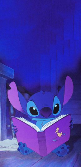 [2436x1125]星际宝贝 史迪仔 626实验品 看书 苹果手机动漫壁纸图片