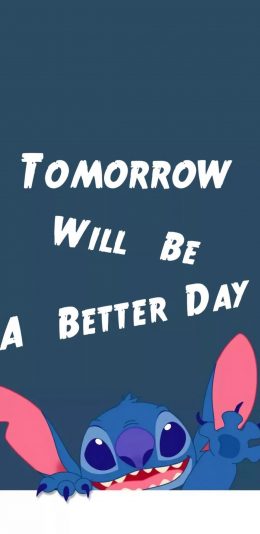 [2436x1125]星际宝贝 史迪仔 tomorrow will be a better day 苹果手机动漫壁纸图片