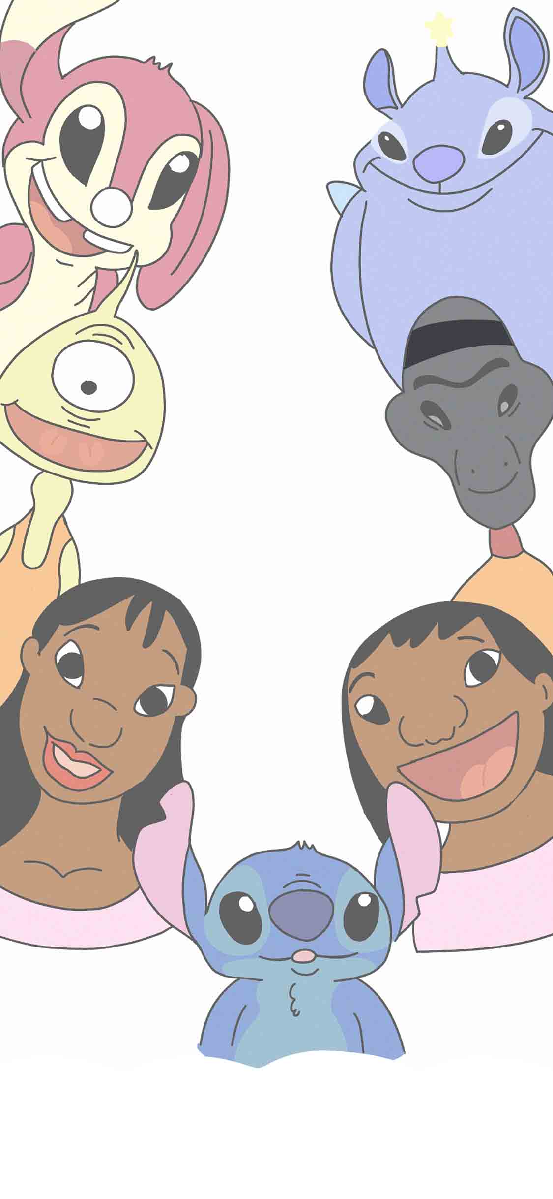 [2436×1125]星际宝贝 史迪仔 莉萝 626试验品（取自微博：寄喜饼给你喔） 苹果手机动漫壁纸图片