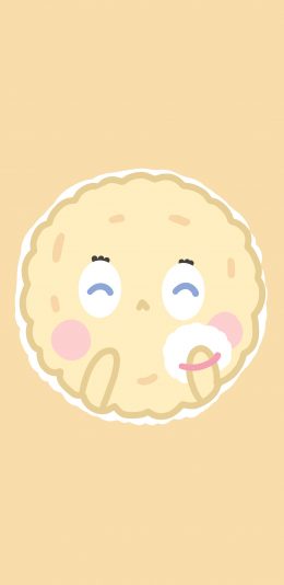 [2436x1125]曲奇 卡通 表情 可爱 笑脸 黄 苹果手机动漫壁纸图片