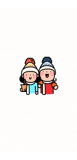 [2436x1125]机机先生 情侣 吃 动态 苹果手机动漫壁纸图片