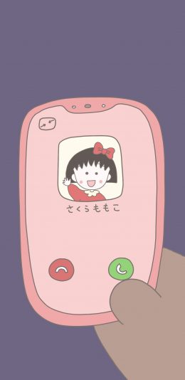 [2436x1125]来电 电话 樱桃小丸子 手机 动画 苹果手机动漫壁纸图片