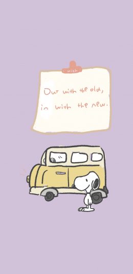 [2436x1125]查理布朗 史努比 插画 汽车 苹果手机动漫壁纸图片