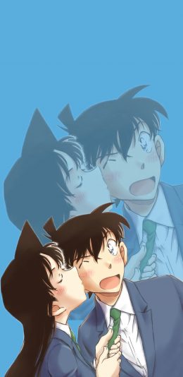 [2436x1125]柯南 工藤新一 毛利兰 日本 动画 苹果手机动漫壁纸图片