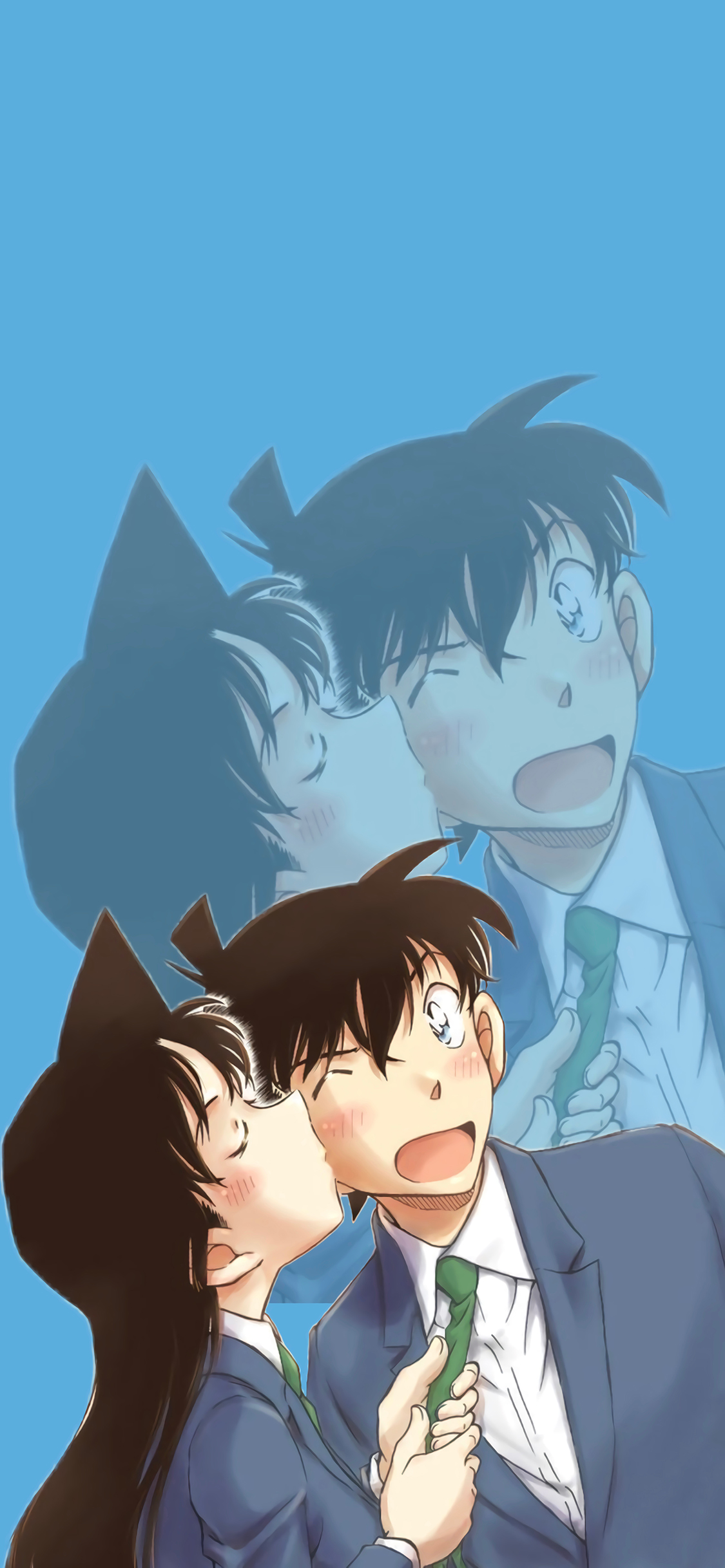 [2436×1125]柯南 工藤新一 毛利兰 日本 动画 苹果手机动漫壁纸图片