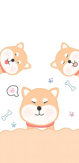 [2436x1125]柴犬 可爱 卡通 绘画 苹果手机动漫壁纸图片
