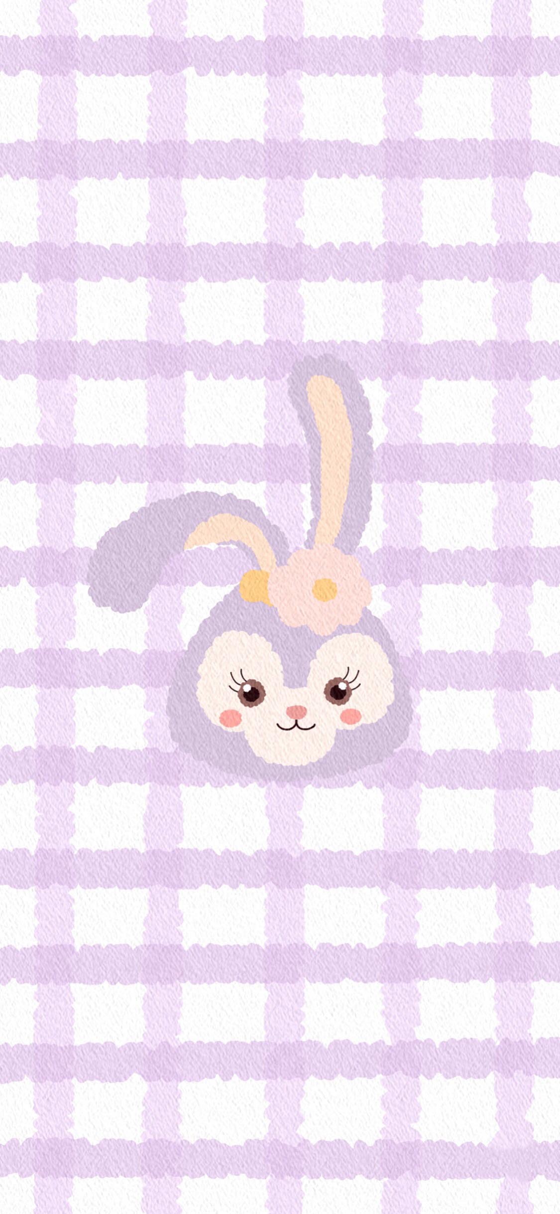 [2436×1125]格子 背景 紫色 星黛露 迪士尼（取自微博：一只牧牧） 苹果手机动漫壁纸图片