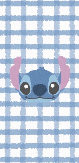 [2436x1125]格子背景 史迪仔 史迪奇 星际宝贝（取自微博：一只牧牧） 苹果手机动漫壁纸图片