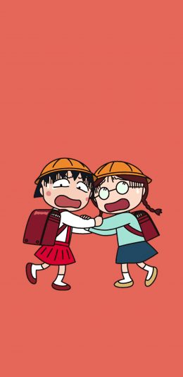 [2436x1125]樱桃小丸子 动画 日本 小玉 穗波玉 害怕 苹果手机动漫壁纸图片