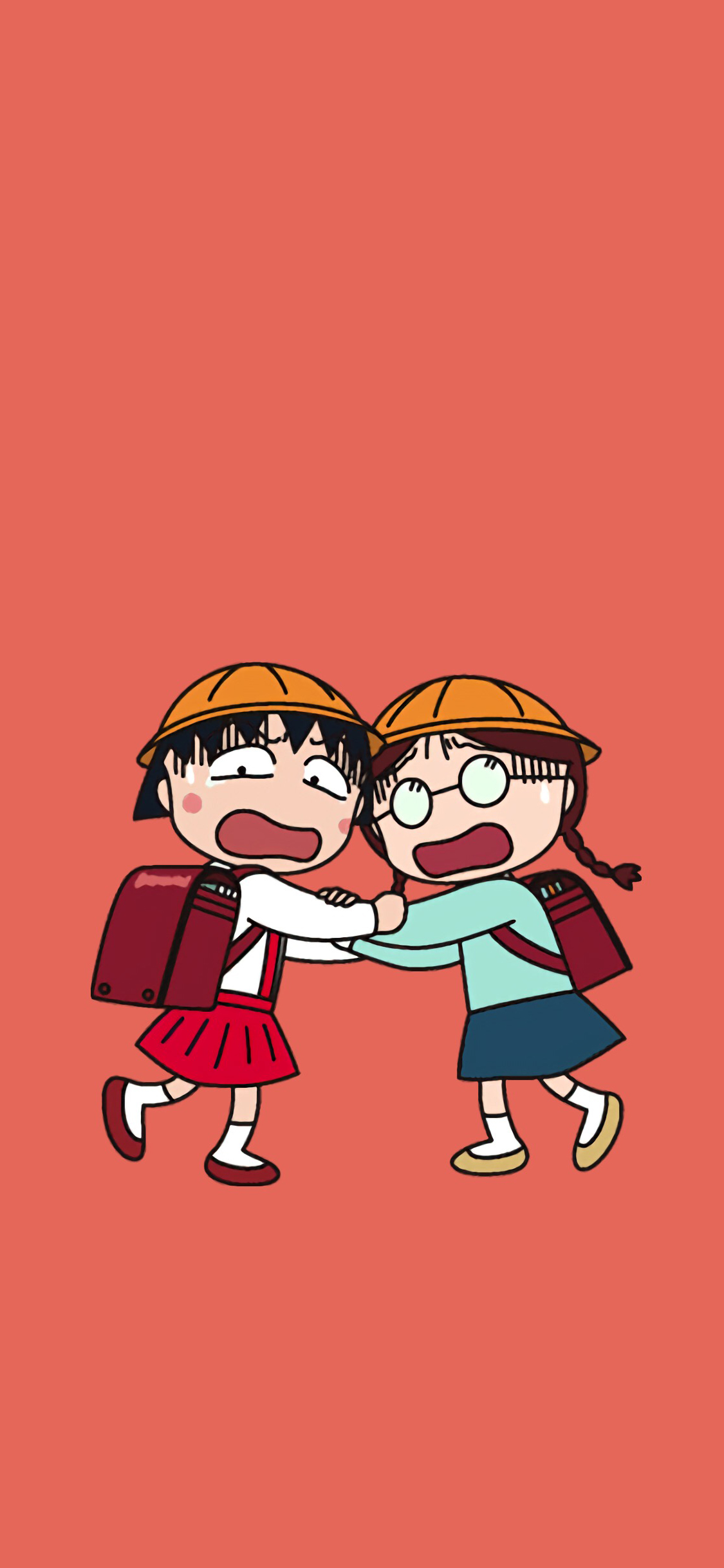 [2436×1125]樱桃小丸子 动画 日本 小玉 穗波玉 害怕 苹果手机动漫壁纸图片