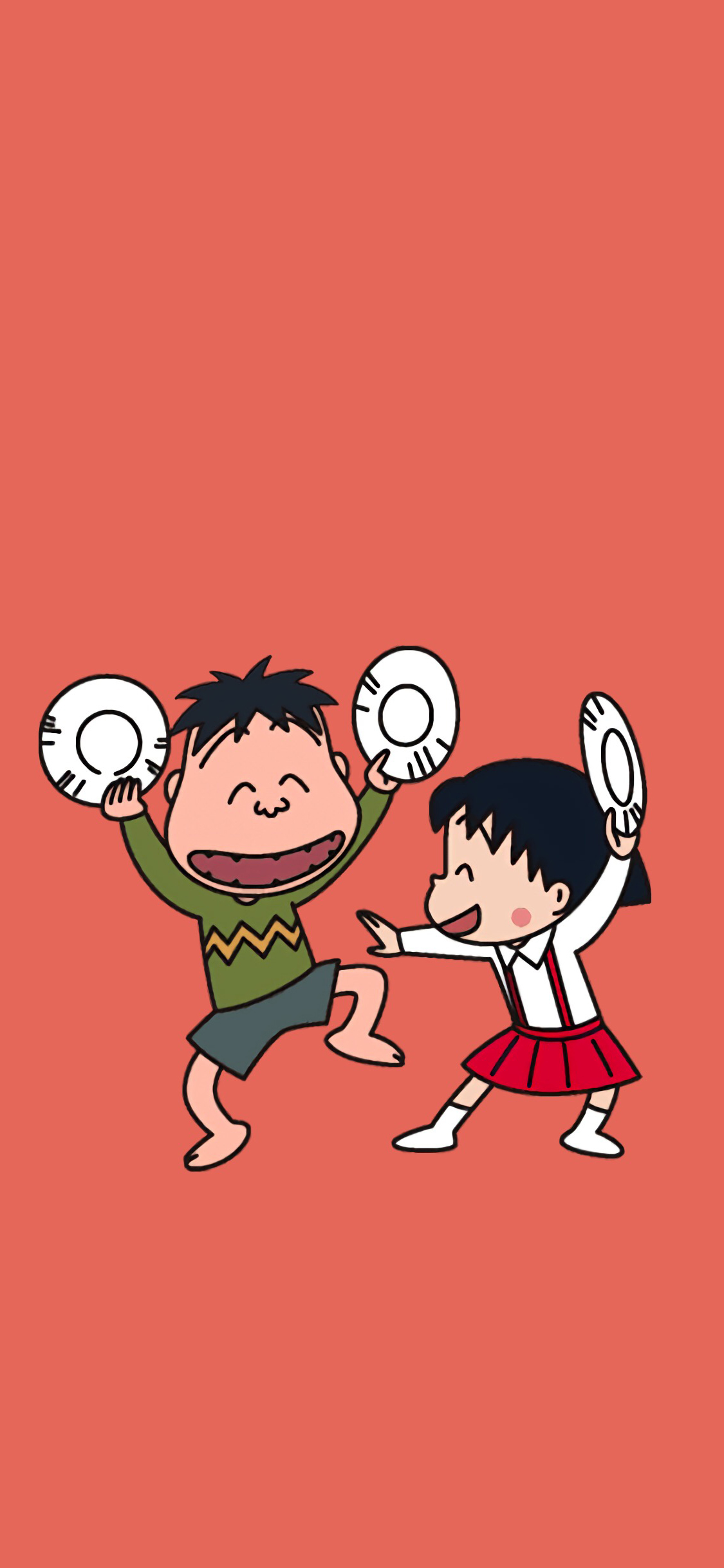 [2436×1125]樱桃小丸子 动画 日本 打闹 苹果手机动漫壁纸图片