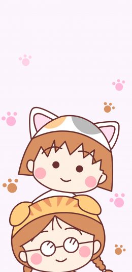 [2436x1125]樱桃小丸子 可爱 动画 粉色 日本 苹果手机动漫壁纸图片