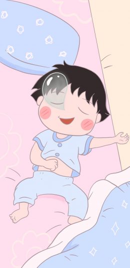 [2436x1125]樱桃小丸子 呼噜 睡觉 动画 苹果手机动漫壁纸图片