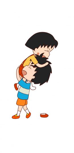 [2436x1125]樱桃小丸子 大野健一 日本 漫画 卡通 抱抱 苹果手机动漫壁纸图片