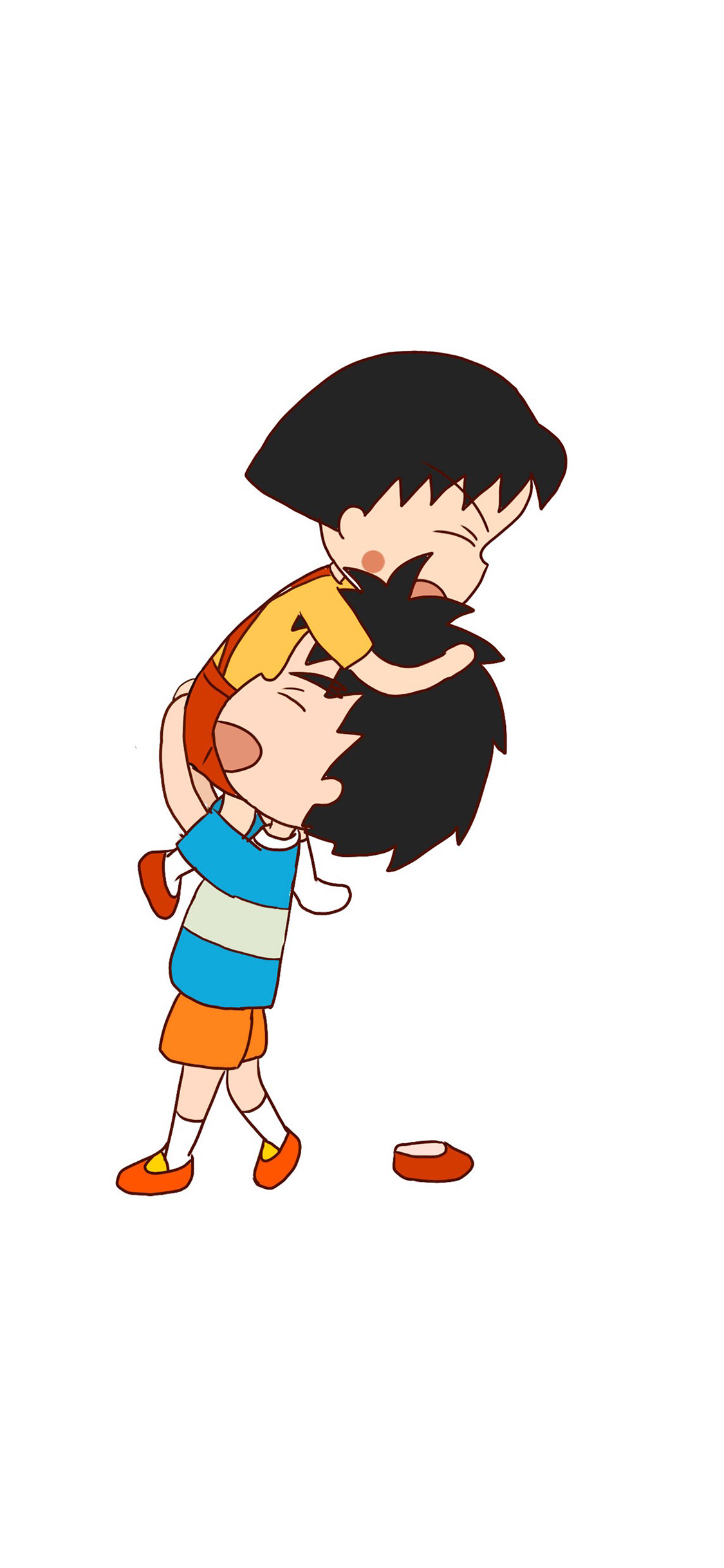 [2436×1125]樱桃小丸子 大野健一 日本 漫画 卡通 抱抱 苹果手机动漫壁纸图片