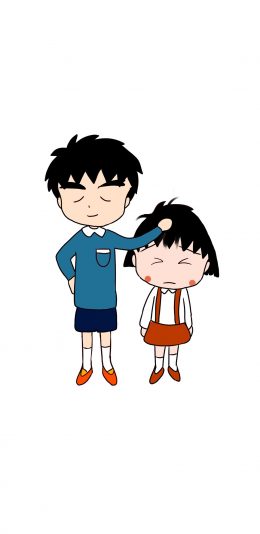 [2436x1125]樱桃小丸子 大野健一 日本 漫画 卡通 揪头发 苹果手机动漫壁纸图片