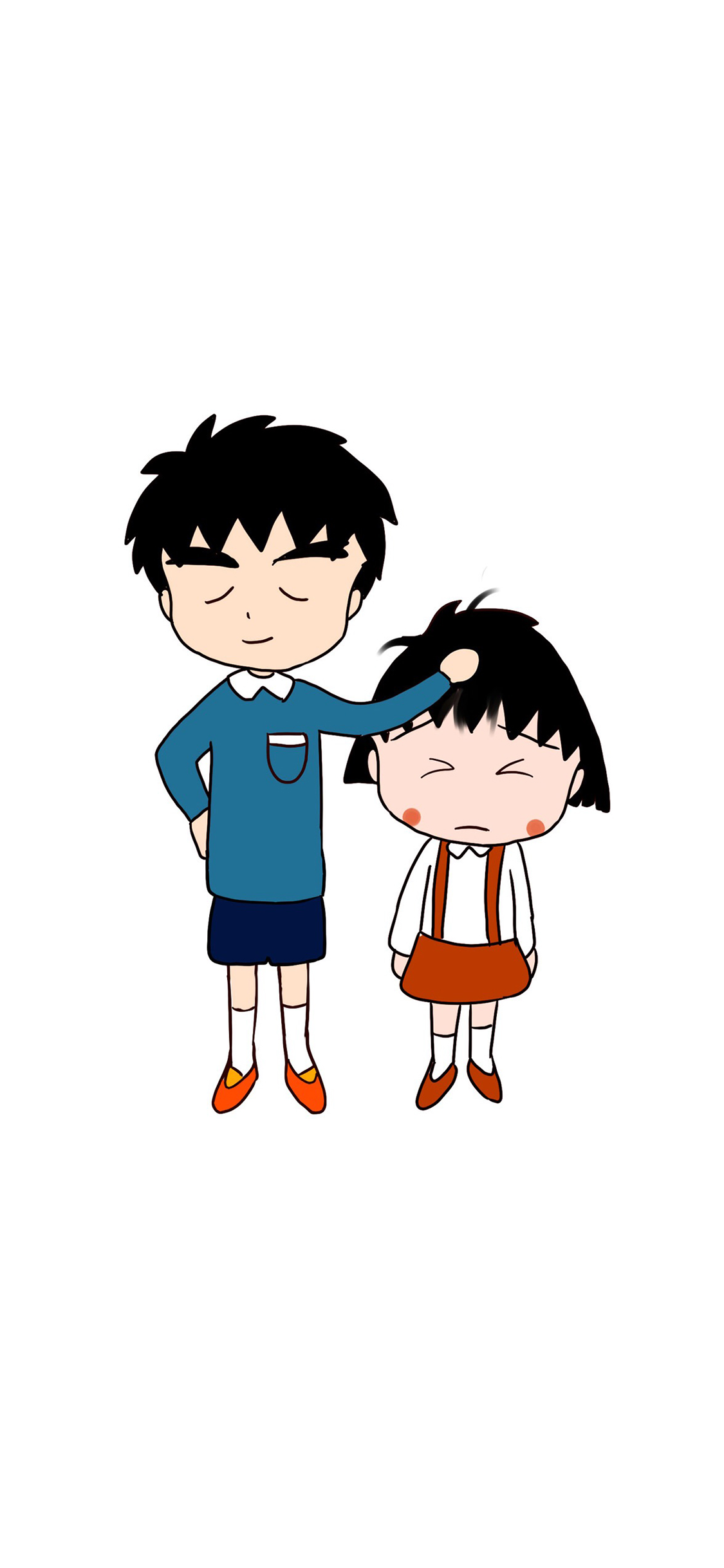 [2436×1125]樱桃小丸子 大野健一 日本 漫画 卡通 揪头发 苹果手机动漫壁纸图片