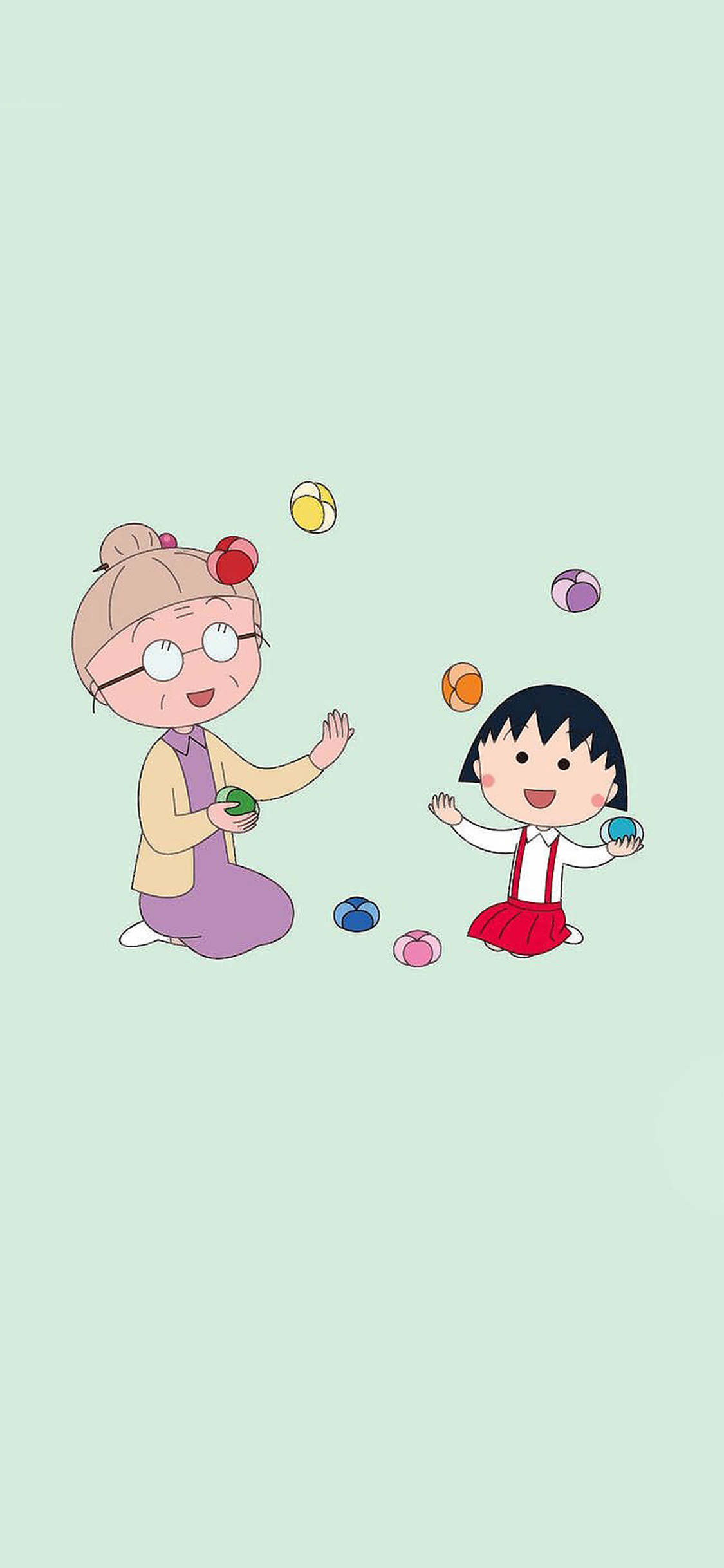 [2436×1125]樱桃小丸子 日漫 手绘 苹果手机动漫壁纸图片