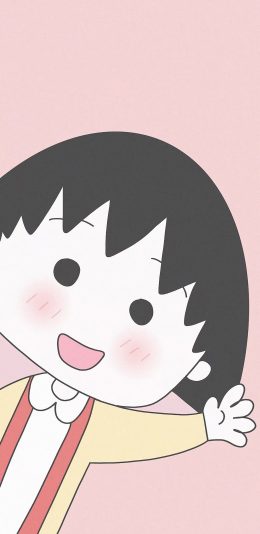 [2436x1125]樱桃小丸子 日漫 粉 苹果手机动漫壁纸图片