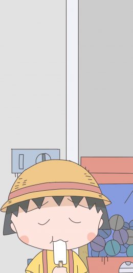 [2436x1125]樱桃小丸子 漫画 日本 可爱 雪糕 苹果手机动漫壁纸图片