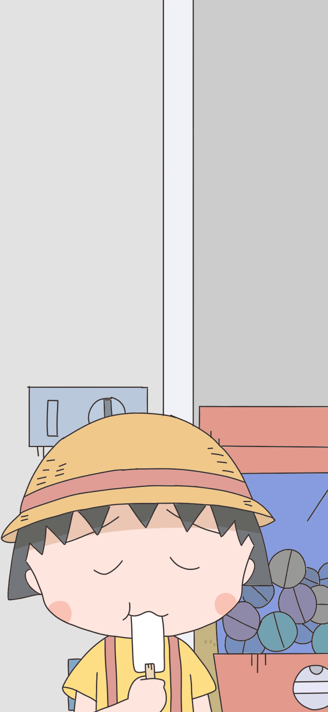 [2436×1125]樱桃小丸子 漫画 日本 可爱 雪糕 苹果手机动漫壁纸图片