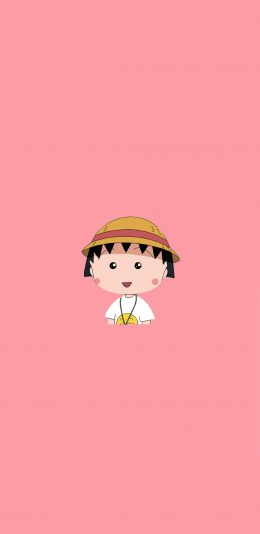 [2436x1125]樱桃小丸子 粉色 漫画 卡通 帽子 苹果手机动漫壁纸图片